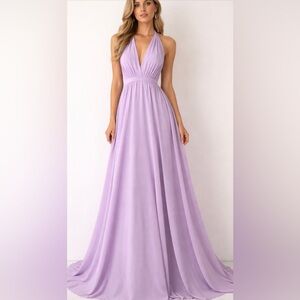 Lavender Sleeveless A-Line Evening Dress
